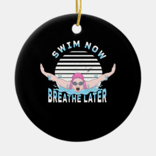 Jetzt schwimmen atmen später keramik ornament