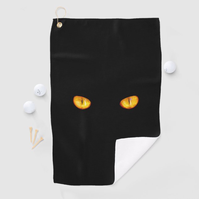 Jetzt sieht er dich schwarze Katze Golfhandtuch (Insitu)