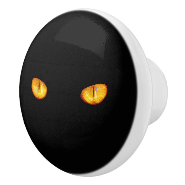 Jetzt sieht er dich schwarze Katze Keramikknauf (Rechts)