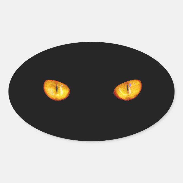 Jetzt sieht er dich schwarze Katze Ovaler Aufkleber (Vorderseite)