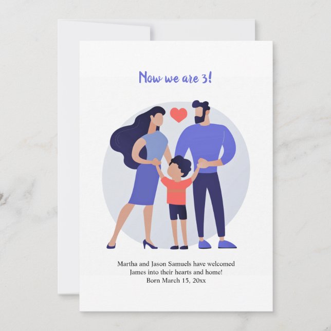 Jetzt sind wir drei Adoptionen Ankündigung (Vorderseite)