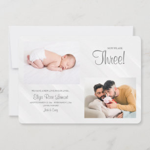 Jetzt sind wir drei Fotos Geburtserklärung Einladung