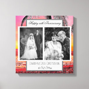 Jetzt und Damals Hochzeitsfoto Jubiläum Leinwanddruck