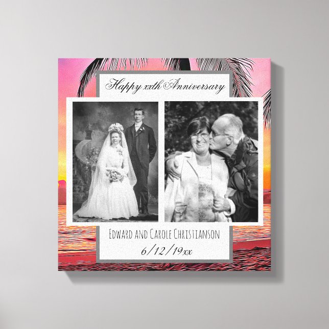 Jetzt und dann Hochzeit Foto Jubiläum Leinwanddruck (Vorderseite)