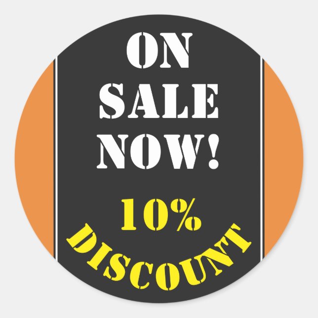 "JETZT VERKAUF!" "10% Rabatt" Rundaufkleber Runder Aufkleber (Vorderseite)