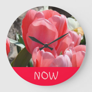 Jetzt Wanduhr Rosa Tulpen Blumen Personalisiert