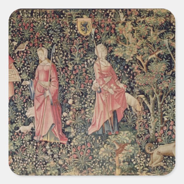 Jeu de Marelle et Cueillette de Fruits' Quadratischer Aufkleber (Vorderseite)