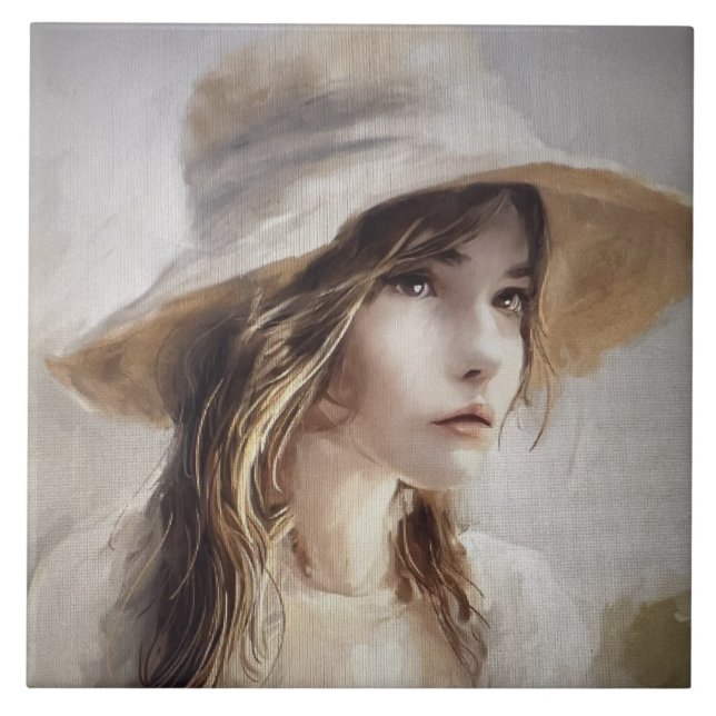 Jeune Femme Keramik Tile Fliese (Vorderseite)