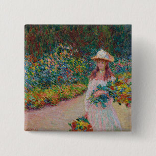 Jeune fille dans le jardin de Giverny, 1888 Button