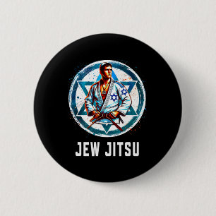 Jew Jitsu Karate Funny Hanukkah Jiu Jitsu Martial Button