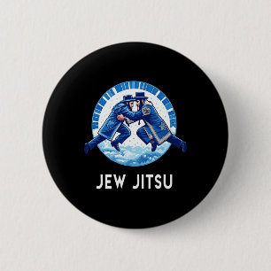 Jew Jitsu Karate Funny Hanukkah Jiu Jitsu Martial Button