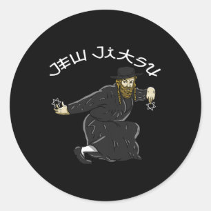 Jew Jitsu Karate Funny Hanukkah Jiu Jitsu Martial Runder Aufkleber