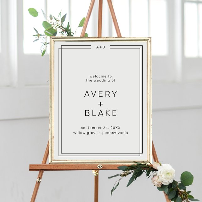 JEWEILS MODERNE BOTSCHAFT POSTER (AVERY Modern Wedding Welcome Sign Template)