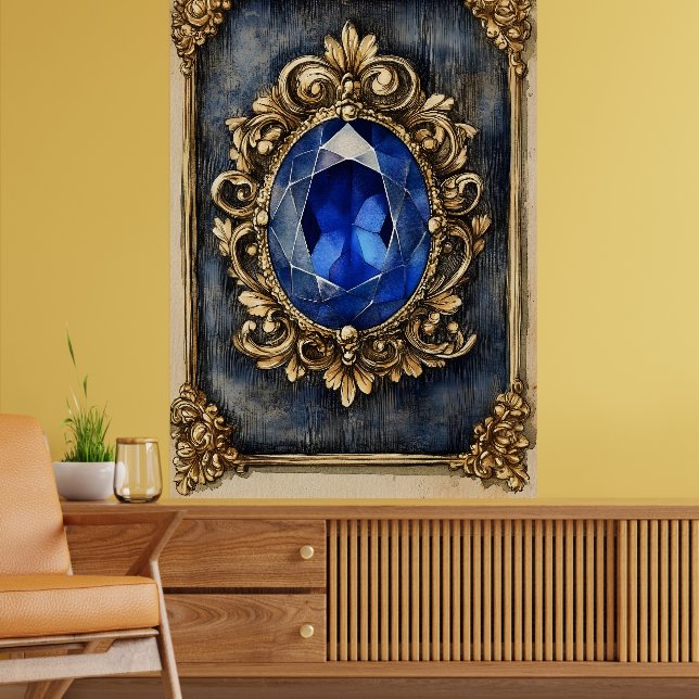 jewel adorned with a large blue gemstone poster (Wohnzimmer 2)