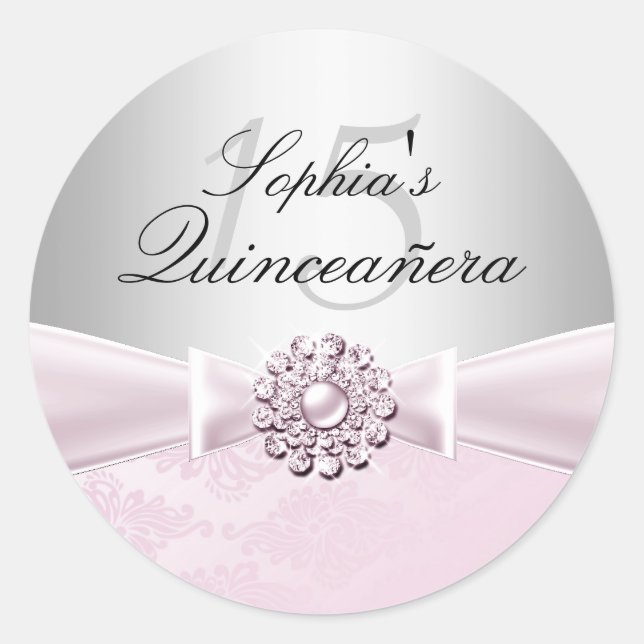 Jewel Bow Quinceanera Sticker (Vorderseite)
