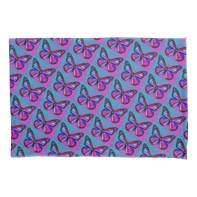 Jewel Butterflies in Purple and Blue Pattern Kissenbezug (Vorderseite-Links)