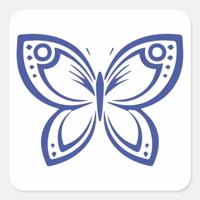Jewel Butterflies Kontur - Blue Square Sticker (Vorderseite)