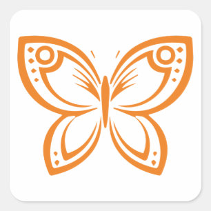 Jewel Butterflies Kontur - Orange Square Sticker