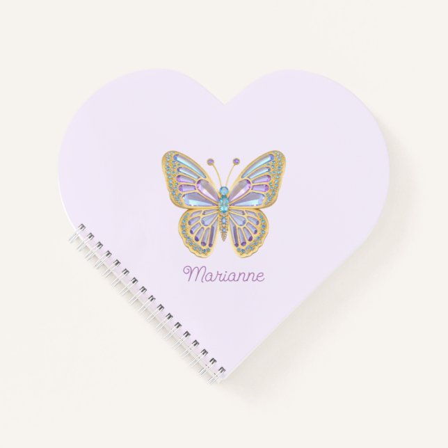 Jewel Butterfly Lila Blue Notizbuch (Vorderseite)