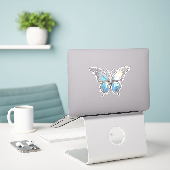 Jewel Butterfly Opal und Silver Aufkleber (Laptop auf Schreibtisch)