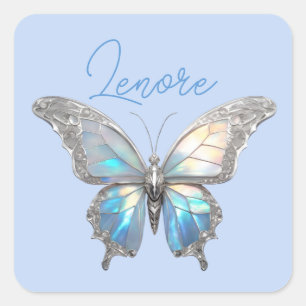 Jewel Butterfly Opal und Silver Quadratischer Aufkleber