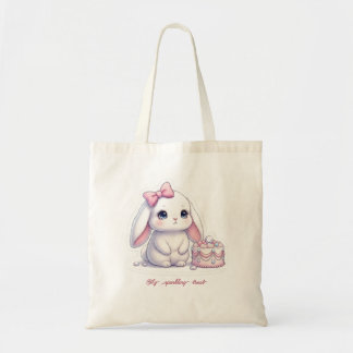 Jewel Cake Bunny - Pink Ribbon & Gemstone Sweet Tragetasche