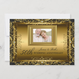 Jewel Damask Gold 50th Wedding Anniversary Einladu Einladung