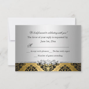 Jewel Damask Gold & Silver UAWG RSVP Karte