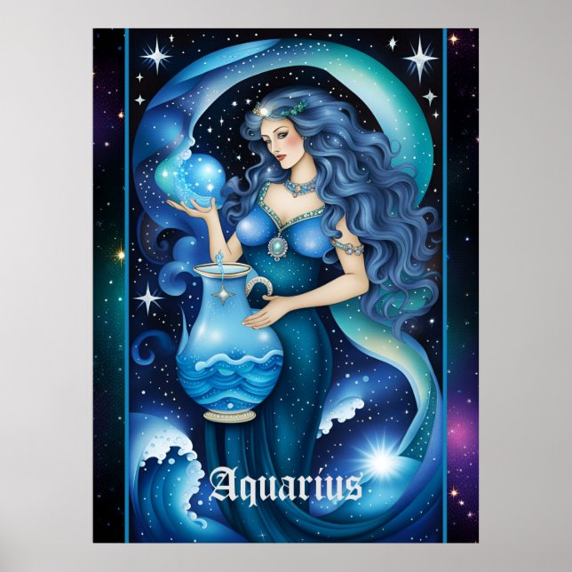 Jewel Galaxy Zodiac Aquarius Poster (Vorne)