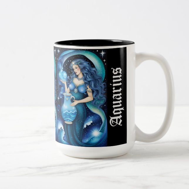 Jewel Galaxy Zodiac Aquarius Zweifarbige Tasse (Rechts)