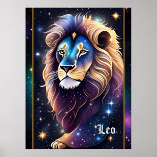 Jewel Galaxy Zodiac Leo Poster