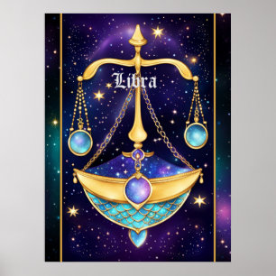 Jewel Galaxy Zodiac Libra Poster