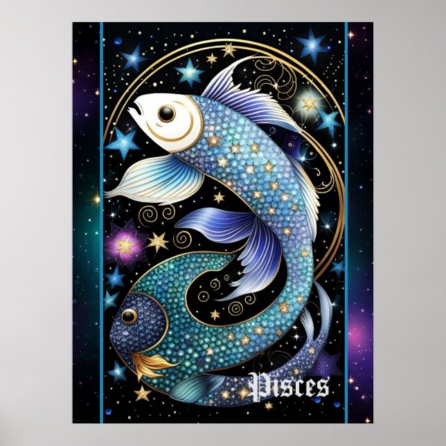 Jewel Galaxy Zodiac Pisces Poster (Vorne)