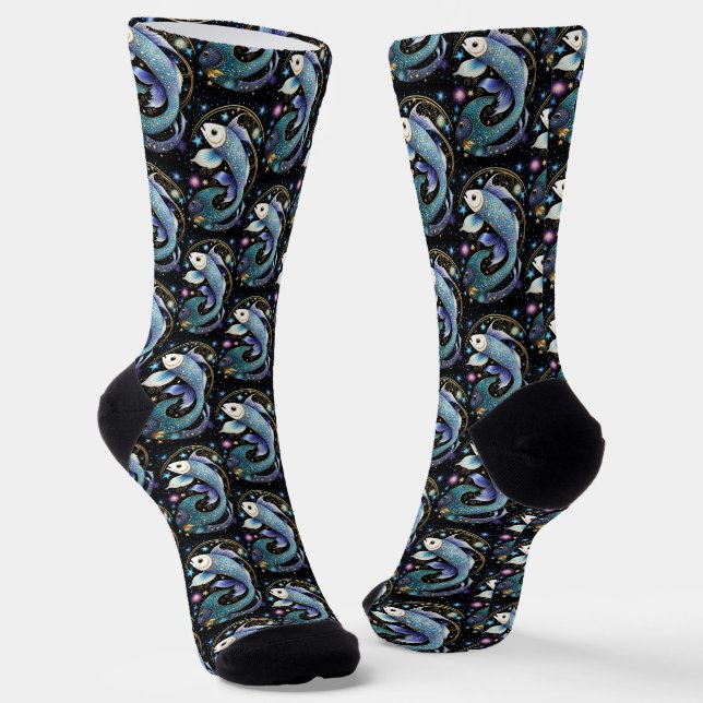 Jewel Galaxy Zodiac Pisces Socken (Gewinkelt)