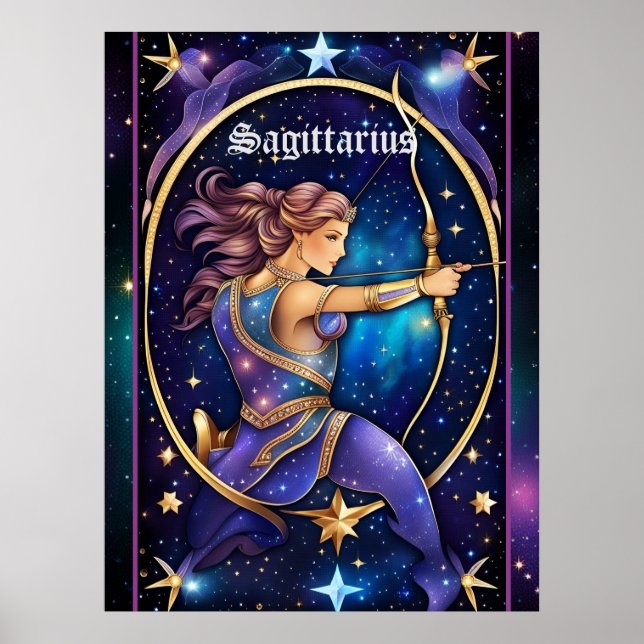 Jewel Galaxy Zodiac Sagittarius Poster (Vorne)