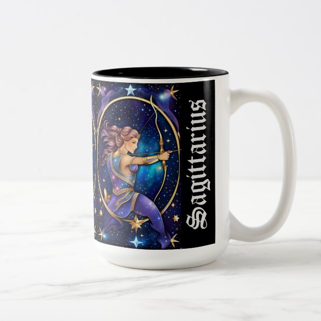 Jewel Galaxy Zodiac Sagittarius Zweifarbige Tasse (Rechts)