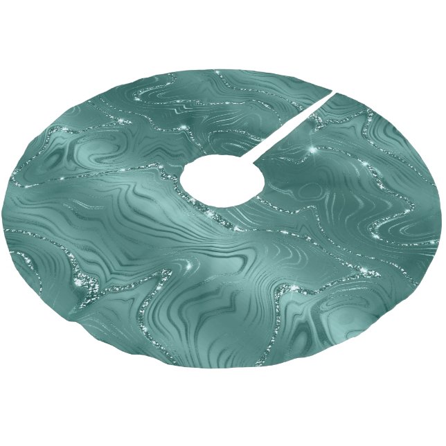 Jewel Green Emerald Glittery Glitzy Polyester Weihnachtsbaumdecke (Schrägansicht)