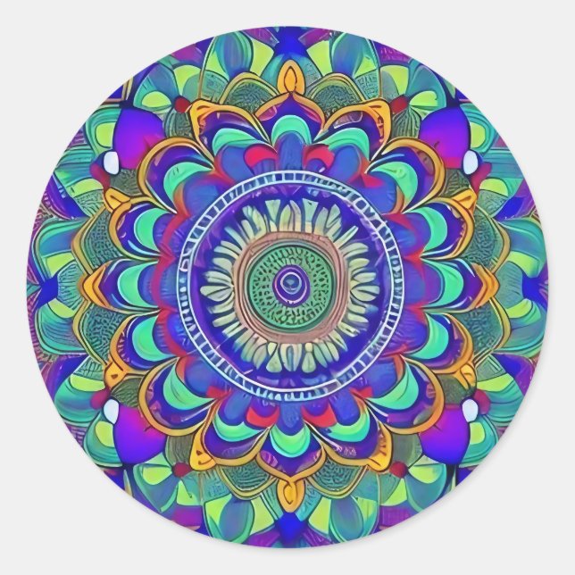 Jewel Mandala Runder Aufkleber (Vorderseite)
