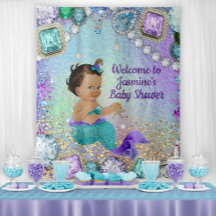 Jewel Meerjungfrau Baby Shower Banner Hintergrund