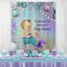 Jewel Meerjungfrau Baby Shower Hintergrund Banner