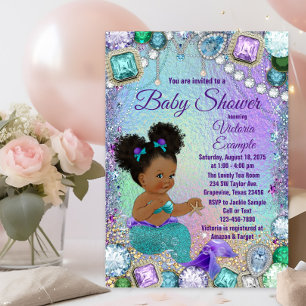 Jewel Mermaid Afro Hair Babydusche Einladung