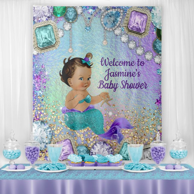Jewel Mermaid Baby Duschbanner Hintergrund Wandteppich (Von Creator hochgeladen)