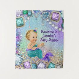 Jewel Mermaid Baby Dusche Hintergrundbanner Wandteppich