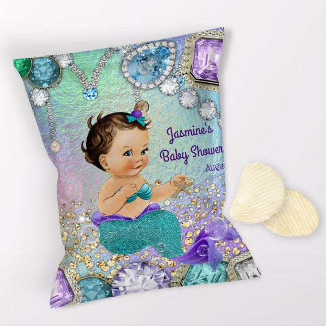 Jewel Mermaid Baby Duschvorrichtung Chip Beutel Wr Flyer (1 ounce snack bag wrapper flyer. )
