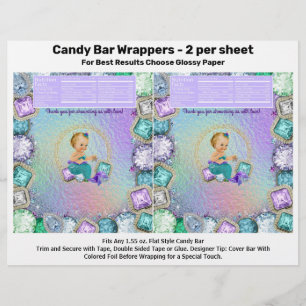 Jewel Mermaid Baby Shower Candy Bar Wrappers Flyer
