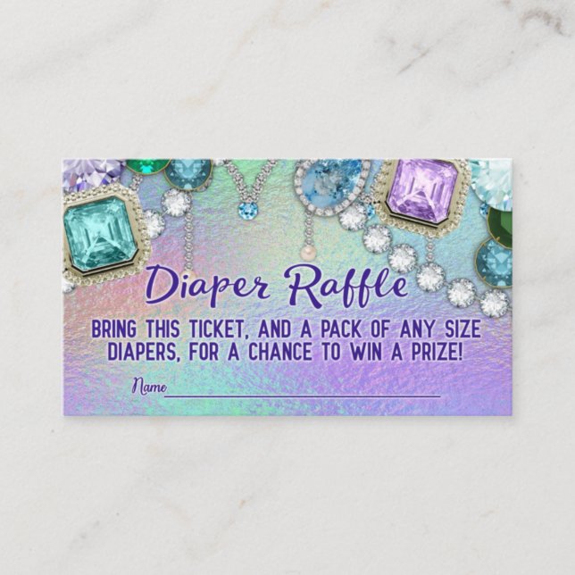 Jewel Mermaid Diaper Raffle Ticket Begleitkarte (Vorderseite)