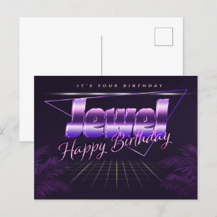Jewel Name Vorname lila Postkarte Geburtstag
