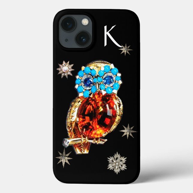 JEWEL OWL,DIAMOND STARS,Gold,Blautürkis,Topaz Case-Mate iPhone Hülle (Rückseite)
