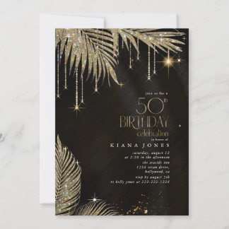Jewel Palm Leaf 50. Geburtstag Gold ID1170 Einladung