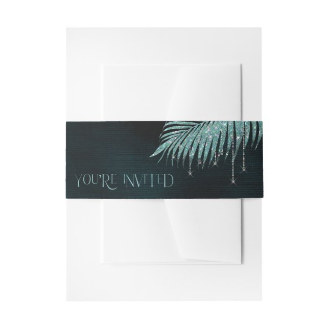 Jewel Palm Leaf Sie sind eingeladen Aquamarin ID83 Einladungsbanderole (Vorderseite Beispiel)